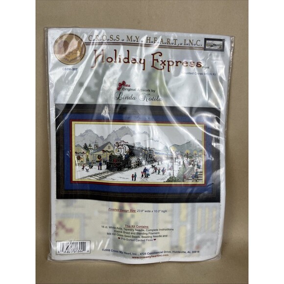 Rare Cross My Heart Holiday Express Christmas Train Counted Cross Stitch Kit2008 - Picture 1 of 6